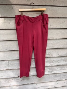 Belle by Kim Gravel Wine Cropped Ponte Pull-On Pants